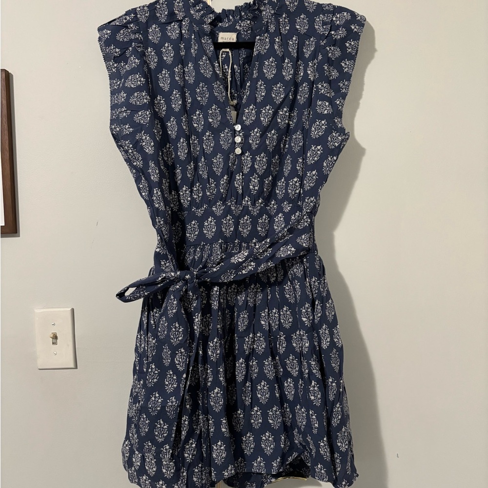 Marea by Liz Joy Navy Blue Printed Dress Sz XL